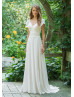 V Neck Ivory Lace Chiffon Empire Waist Wedding Dress V Neck Ivory Lace Chiffon Empire Waist Wedding Dress